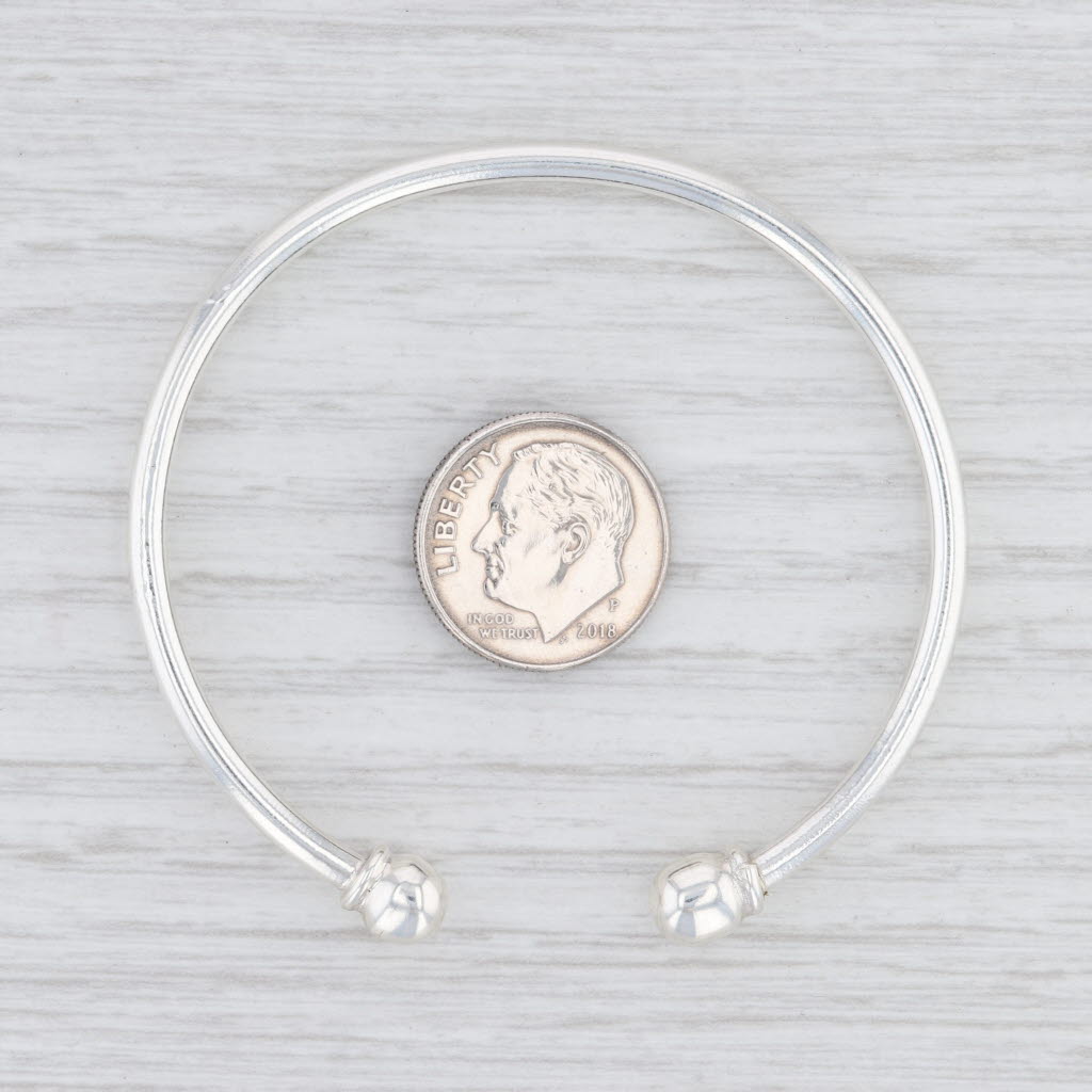 Light Gray New Cuff Charm Bracelet Sterling Silver 6.5" 2.7mm Screw Cap Adjustable
