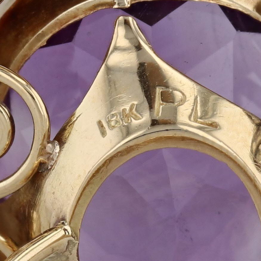 Slate Gray 20.01ctw Oval Amethyst Diamond Cocktail Ring 18k Yellow Gold Size 7.25