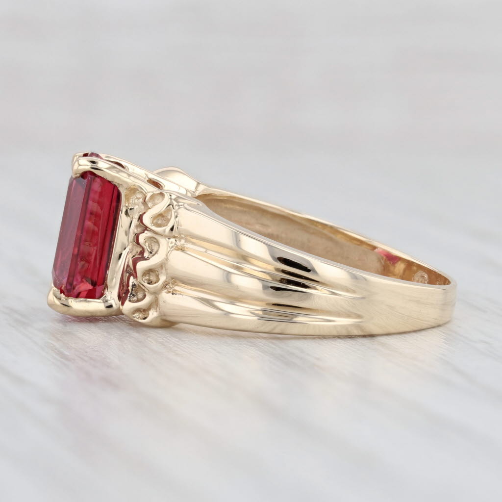 Light Gray 3.25ct Rubellite Tourmaline Solitaire Ring 14k Yellow Gold Size 6.75