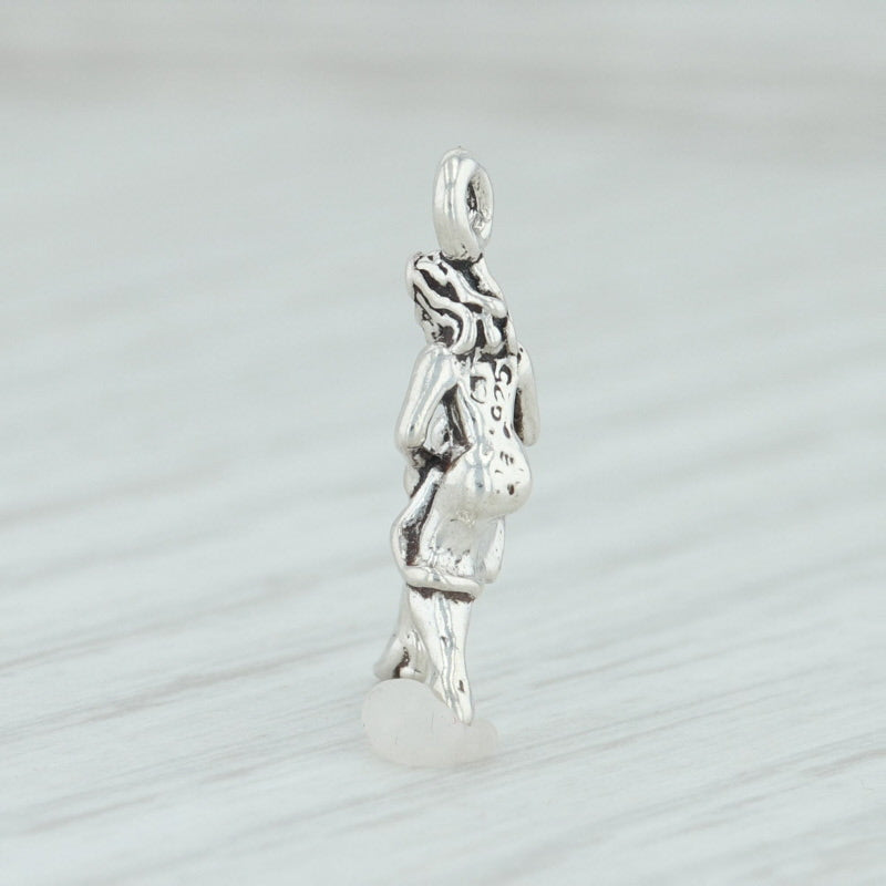 Light Gray 12 Days of Christmas Dancing Lady Charm Sterling Silver Figural Ladies Dancing