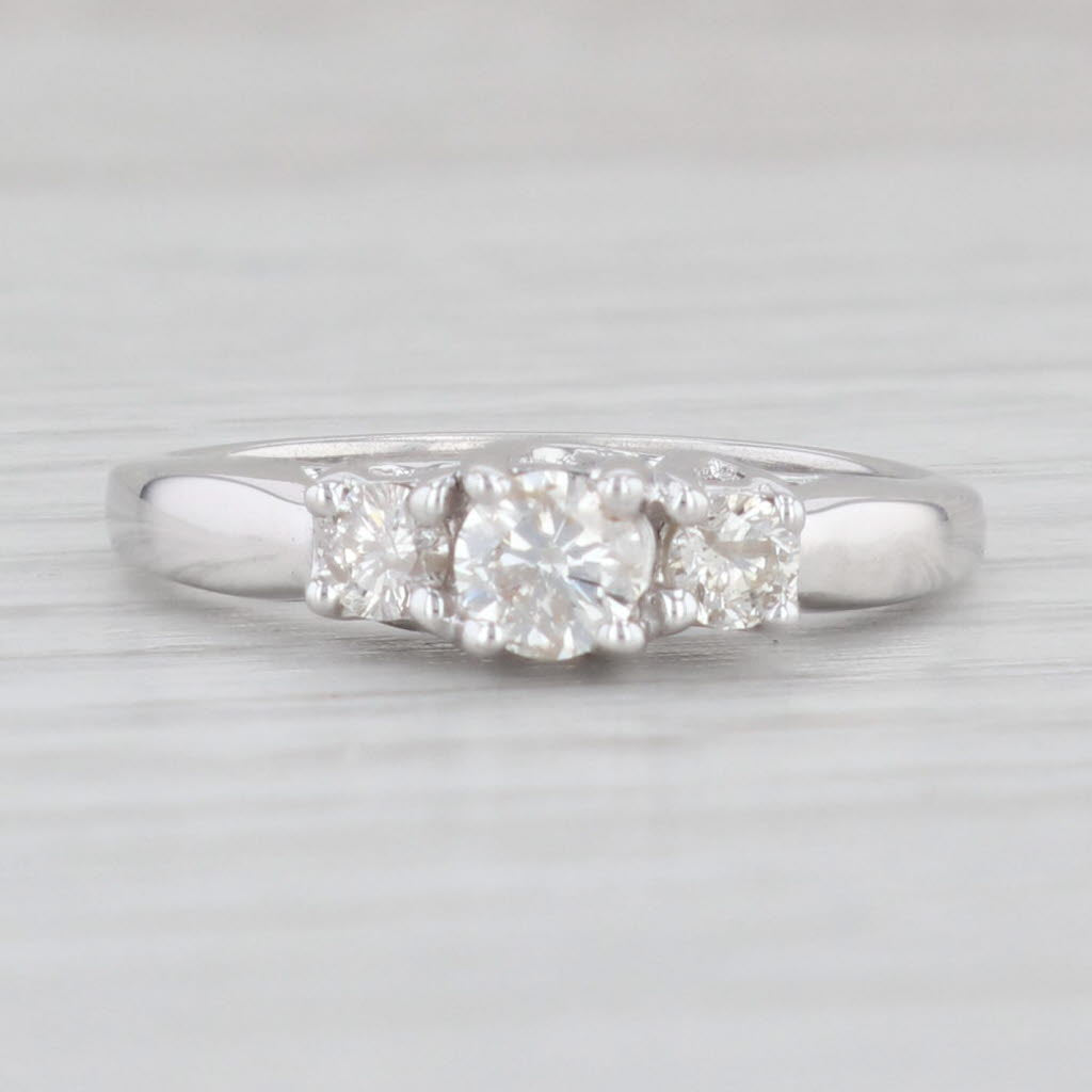 Light Gray 0.45ctw Diamond Round 3-Stone Engagement Ring 14k White Gold Size 6.75
