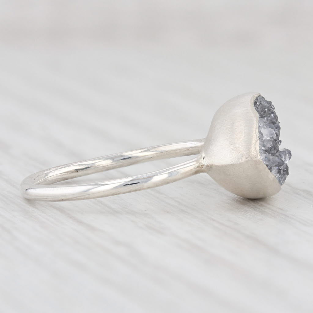 Light Gray New Nina Nguyen Amethyst Druzy Quartz Sterling Silver Statement Ring Size 7