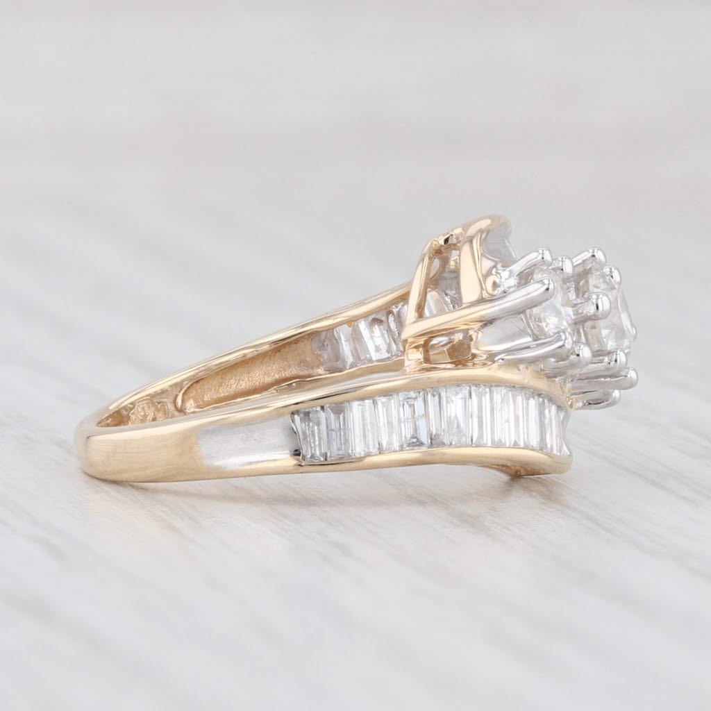 Light Gray 1.40ctw 3-Stone Diamond Bypass Ring 14k Yellow Gold Size 6