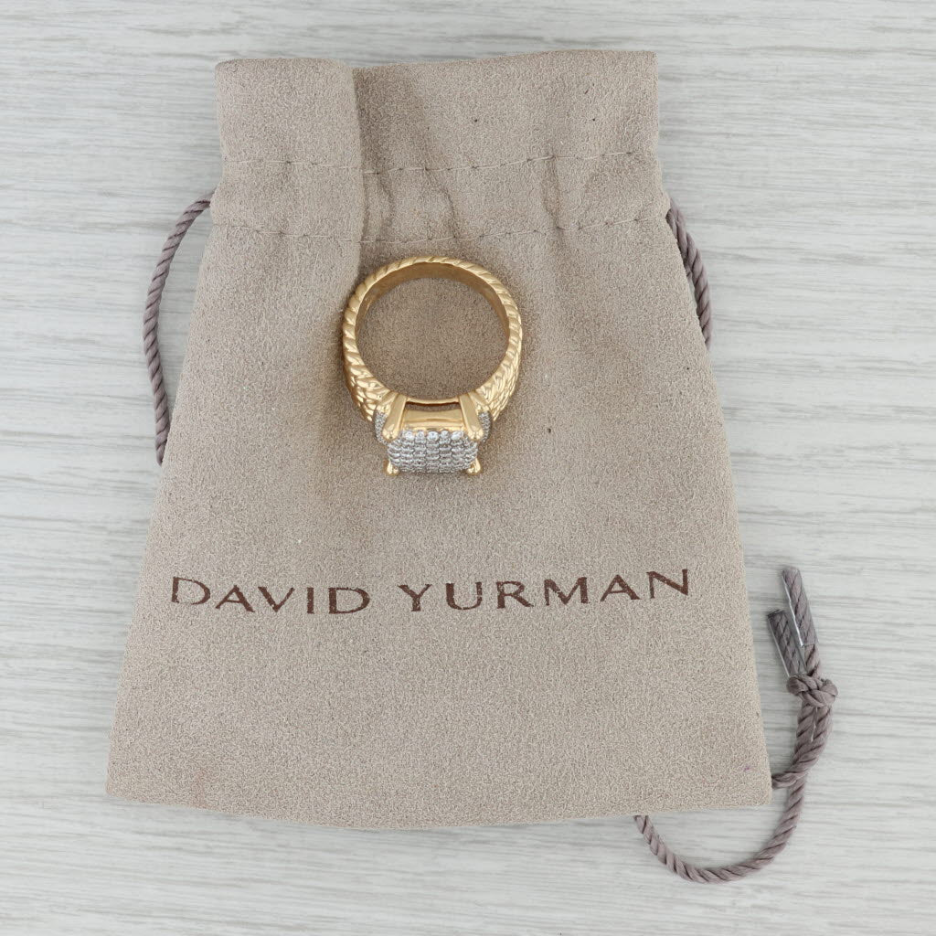 Gray David Yurman Wheaton Ring with Pouch 1.13ctw Diamond Cluster 18k Yellow Gold