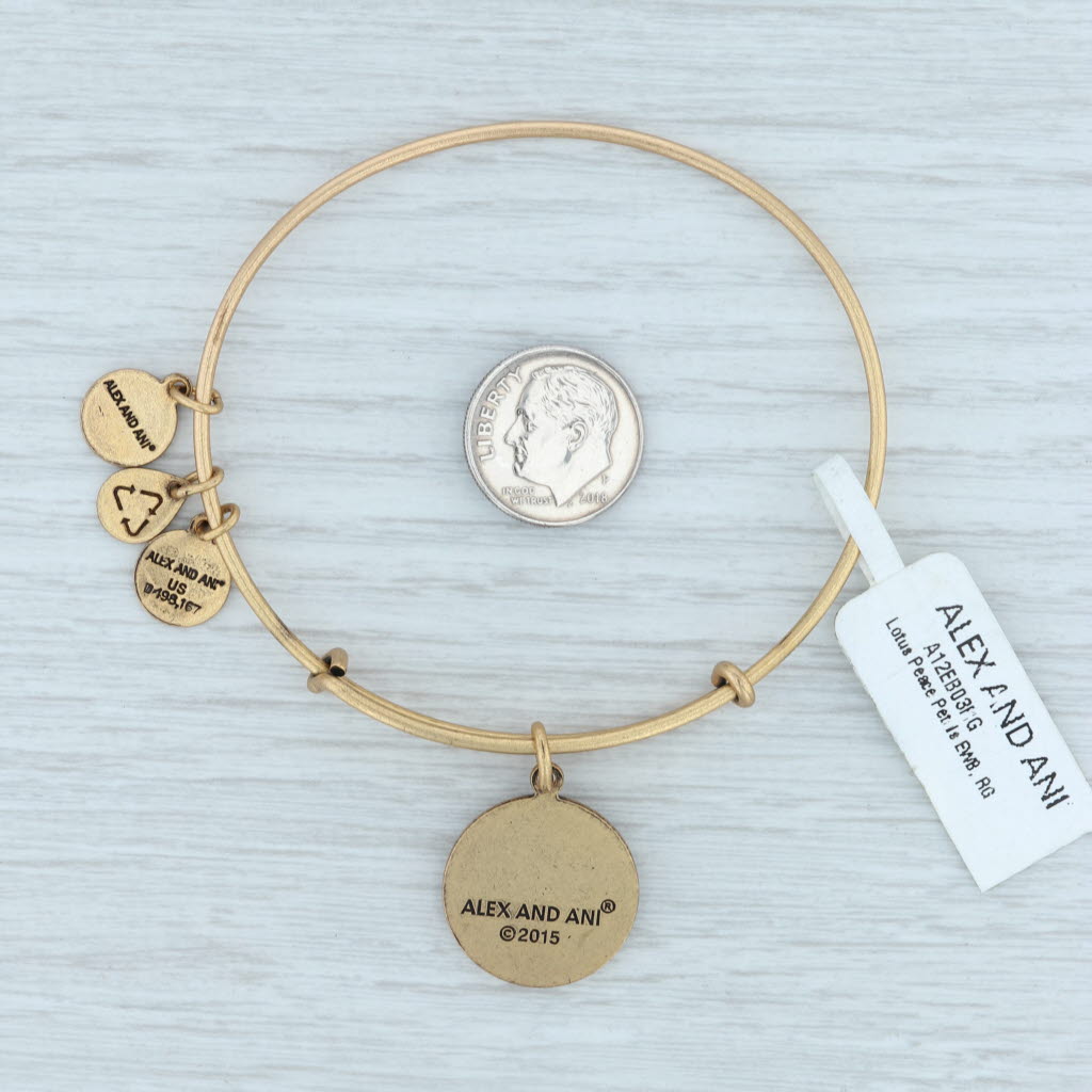 Light Gray New Alex and Ani Lotus Peace Petals Bangle Charm Bracelet Rafaelian Gold Flower