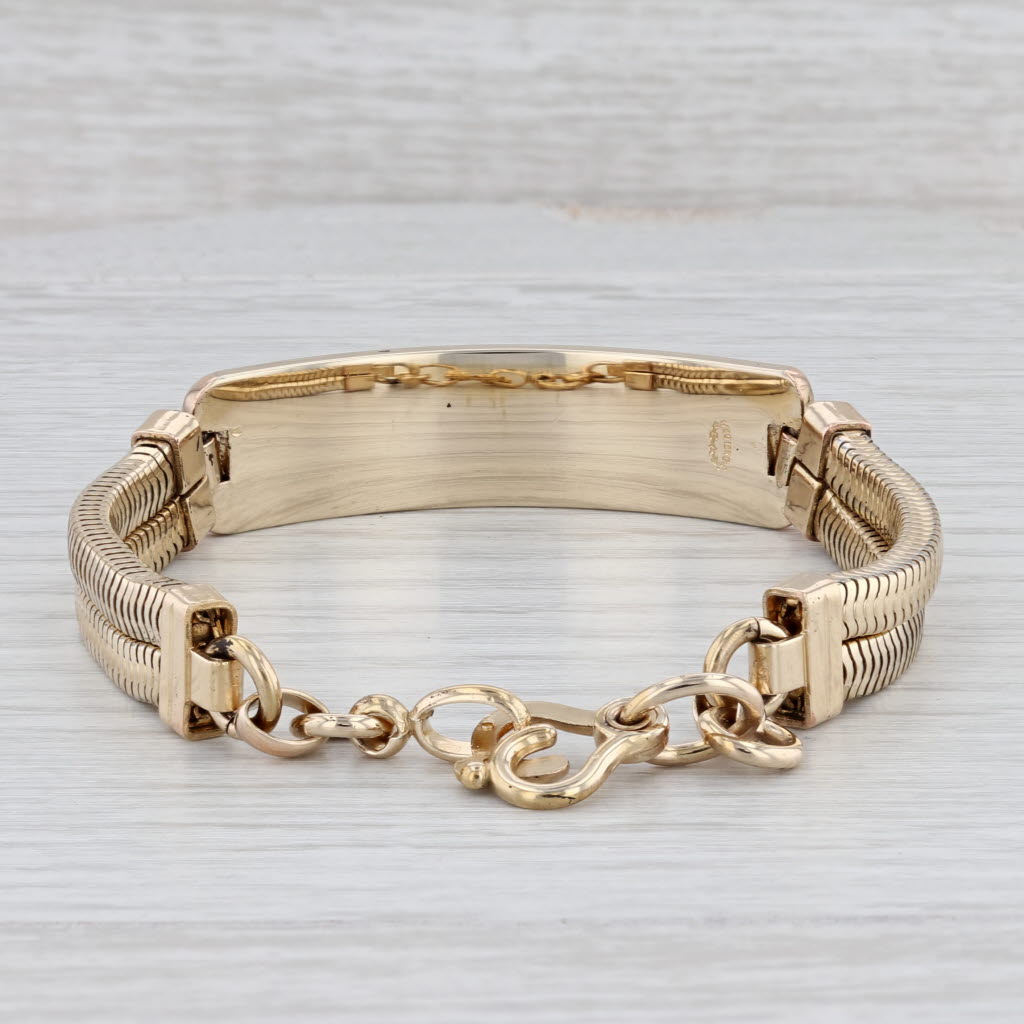 Light Gray Engravable ID Bracelet 1/20 12k Gold Filled 7.75" Hexagon Chain