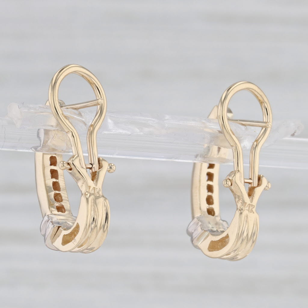 Light Gray 0.18ctw Diamond Journey Drop Earrings 14k Yellow White Gold Omega Backs