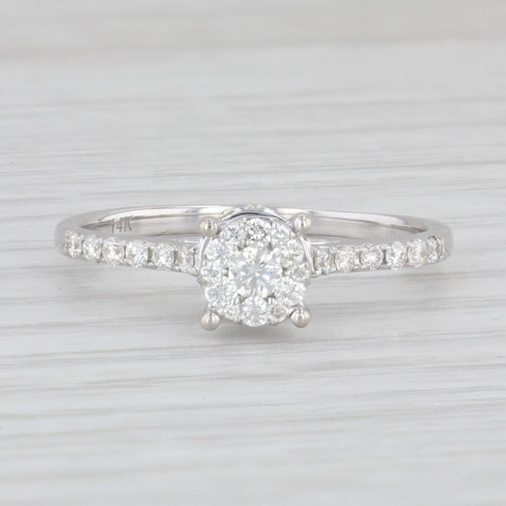 Light Gray 0.24ctw VS2 Round Diamond Engagement Ring 14k White Gold Size 7