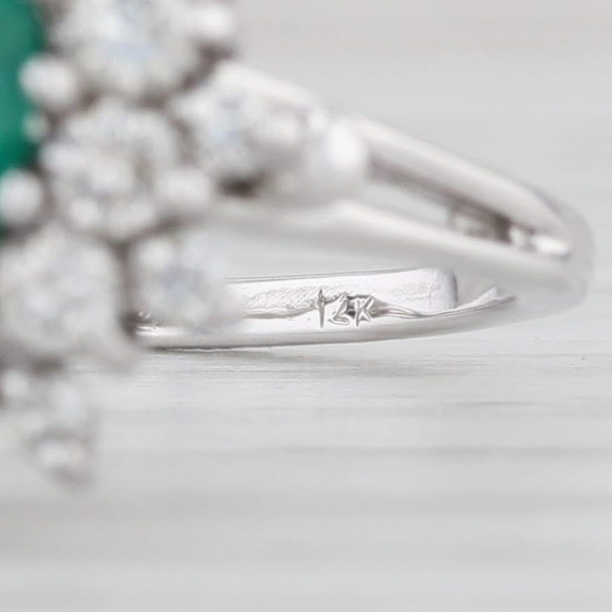 Light Gray 2.29ctw Lab Created Oval Emerald Diamond Halo Ring 14k White Gold Size 10.25
