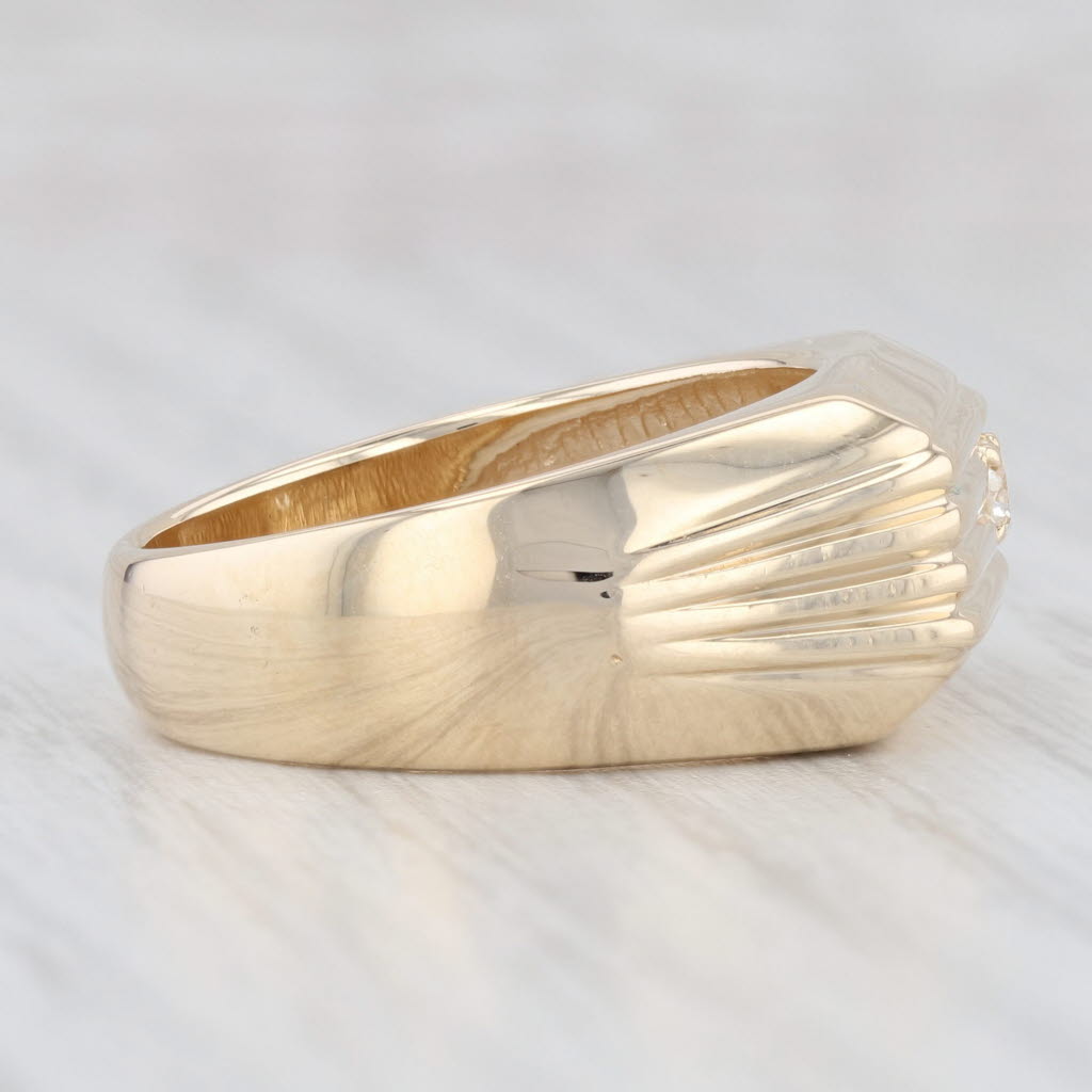 Light Gray Diamond Solitaire Beveled Ring 14k Yellow Gold Size 8-8.25