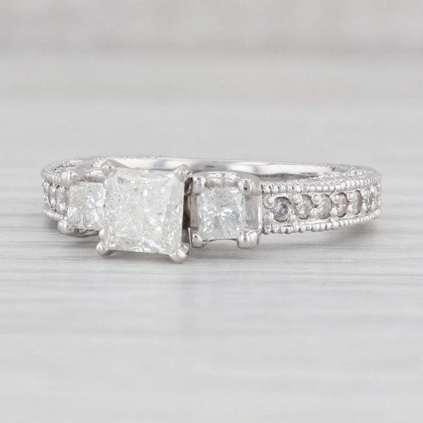 Light Gray 2.06ctw 3-Stone Princess Diamond Engagement Ring 14k White Gold Size 8.75