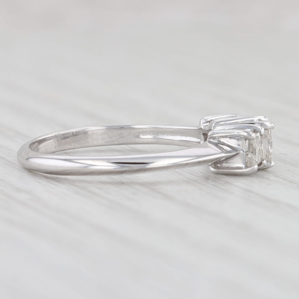 Light Gray 0.48ctw Princess 3-Stone Diamond Engagement 14k White Gold Size 6.75