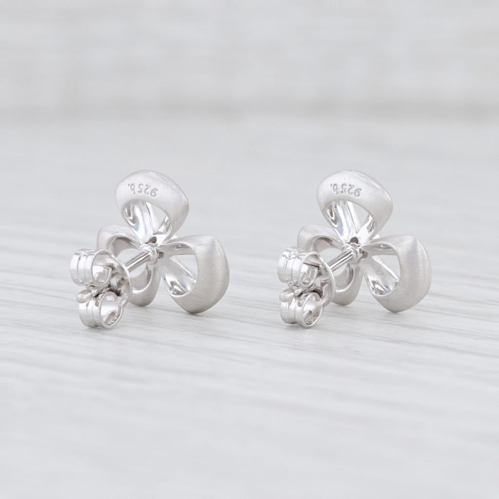 Light Gray New Bastian Inverun Diamond Clover Earrings Sterling Silver 12701 Pierced Studs