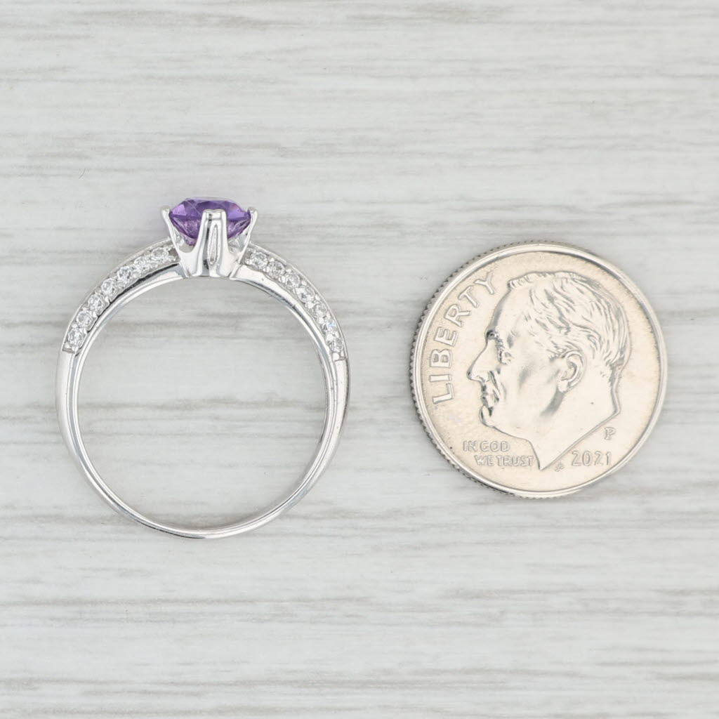 Light Gray 0.84ctw Amethyst Cubic Zirconia Ring 14k Gold Engagement February Birthstone
