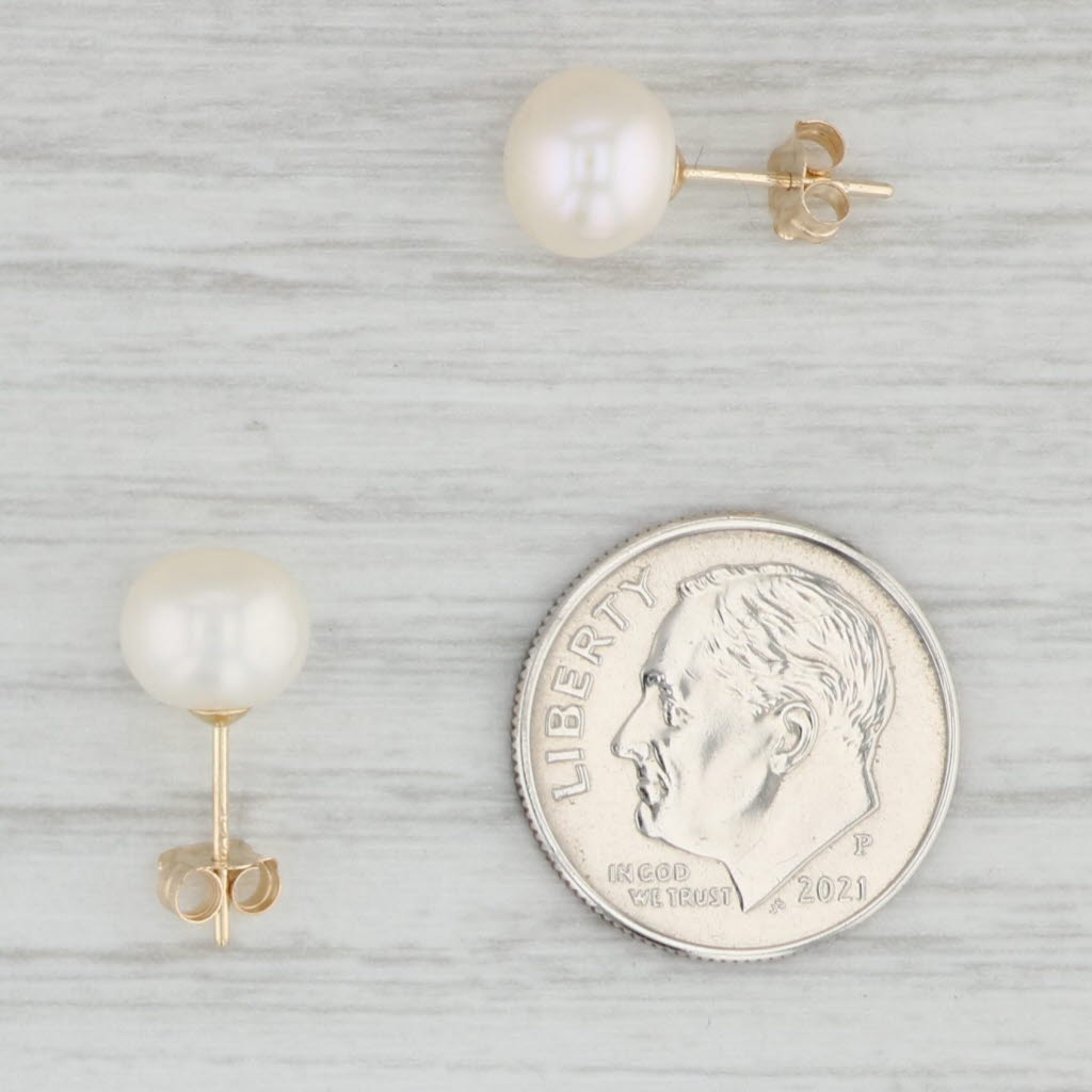 Light Gray Freshwater Cultured Pearl Stud Earrings 14k Yellow Gold June Birthstone