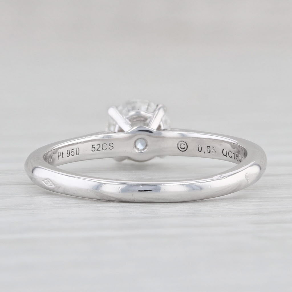 Light Gray Cartier VS1 0.65ct Round Solitaire Diamond Engagement Ring 950 Platinum with Box
