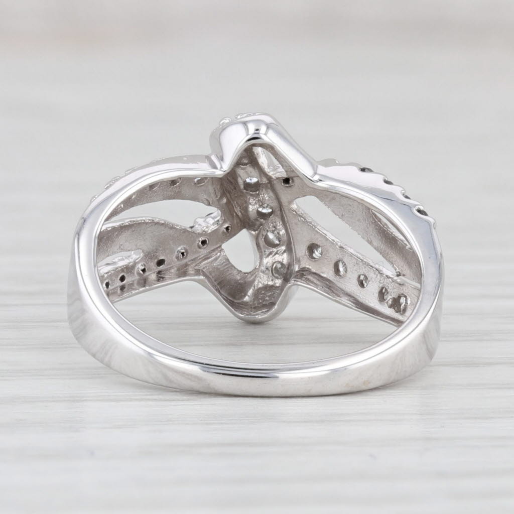 Light Gray 0.16ctw Black & White Diamond Bypass Ring 10k White Gold Size 5.5