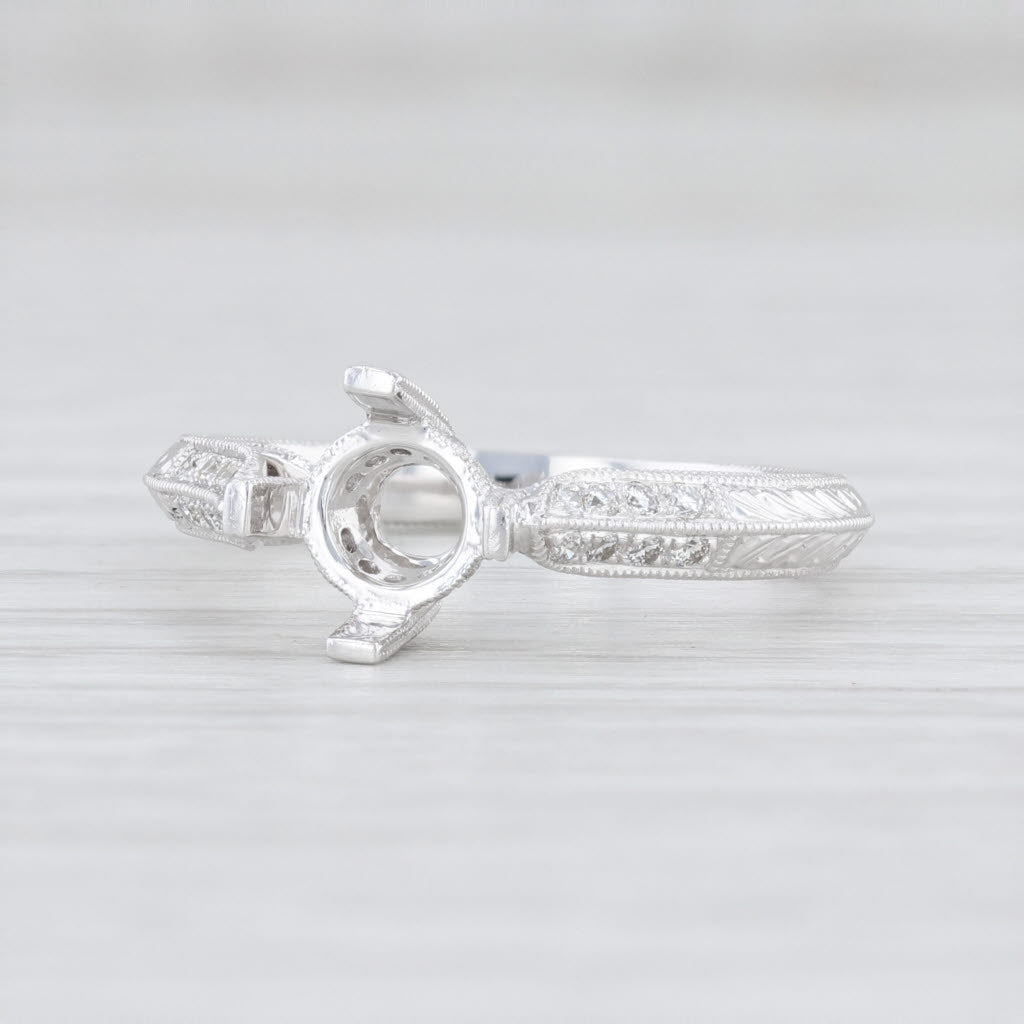 Light Gray New Beverley K Semi Mount Diamond Engagement Ring 18k White Gold Size 6 Round