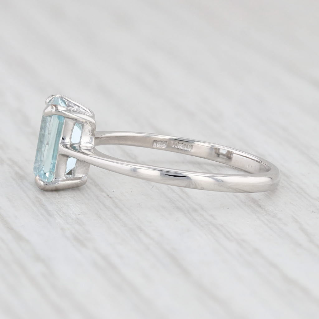 Light Gray Vintage 1.50ct Aquamarine Ring Platinum Emerald Cut Solitaire March Birthstone 7