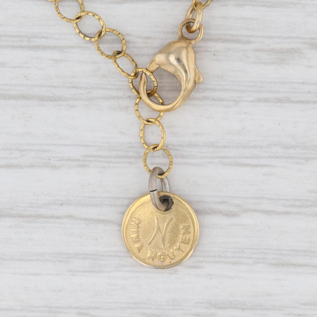 Light Gray New Nina Nguyen Moonstone Bead Necklace Sterling Gold Vermeil 38.5" Adjustable