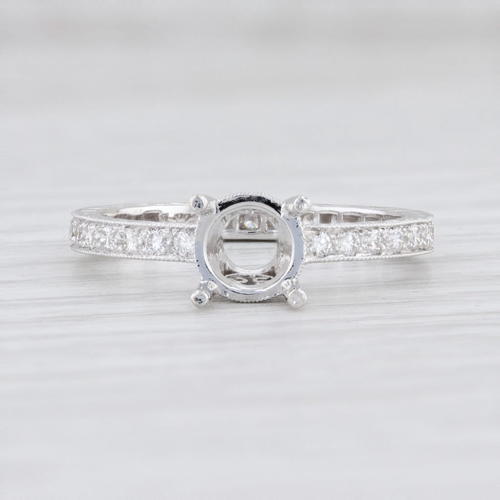 Light Gray New Beverley K Round Semi Mount Eternity Ring 18k White Gold Size 6.5 Diamonds