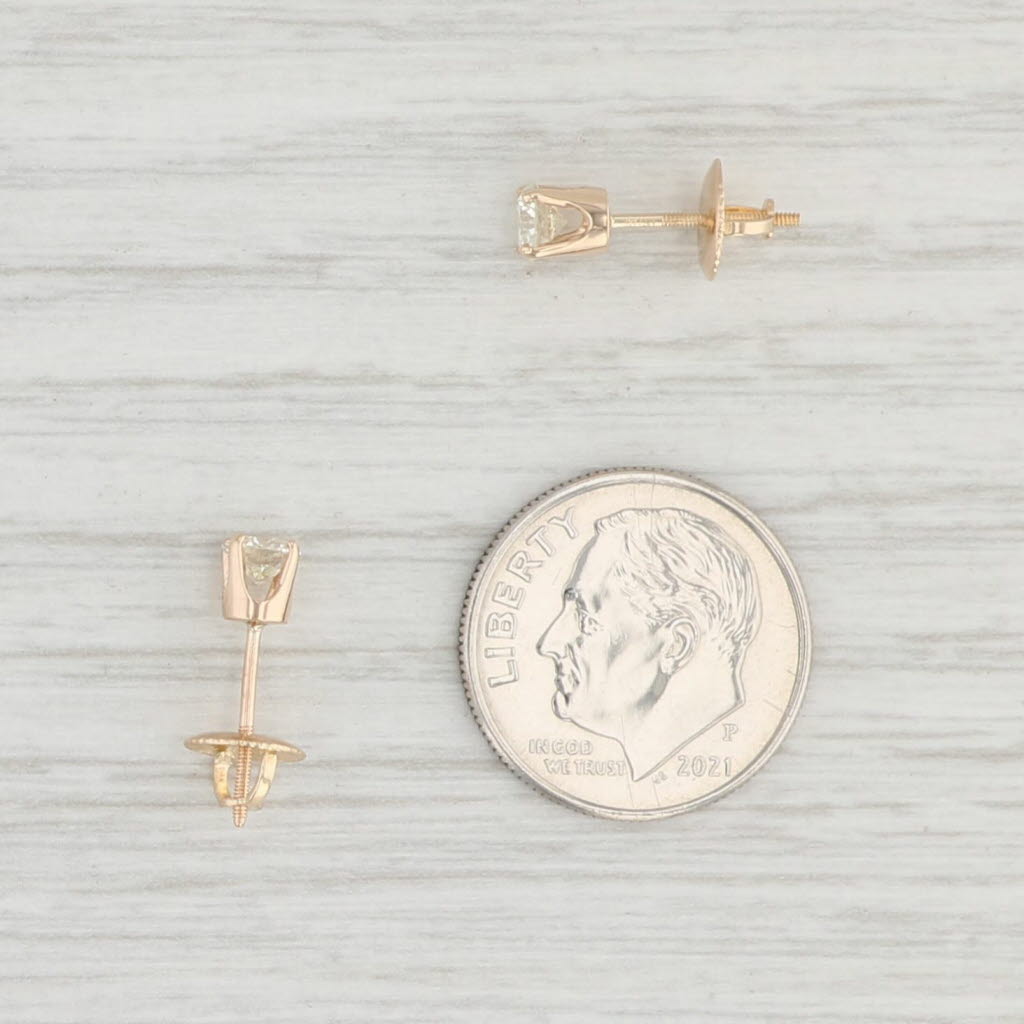 Light Gray 0.47ctw Diamond Stud Earrings 14k Yellow Gold Screwback Round Pierced