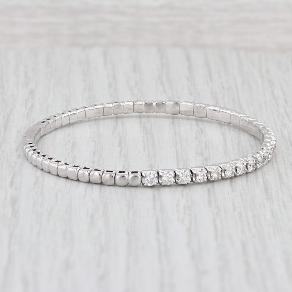 Light Gray New 1.66ctw Diamond Bangle Bracelet 14k White Gold 6.75" 3.3mm Stackable