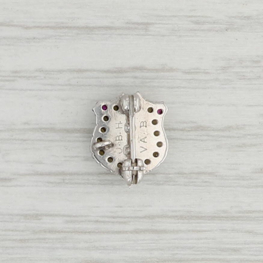Light Gray Phi Kappa Psi Sweetheart Pin 10k White Gold Pearl Synthetic Ruby