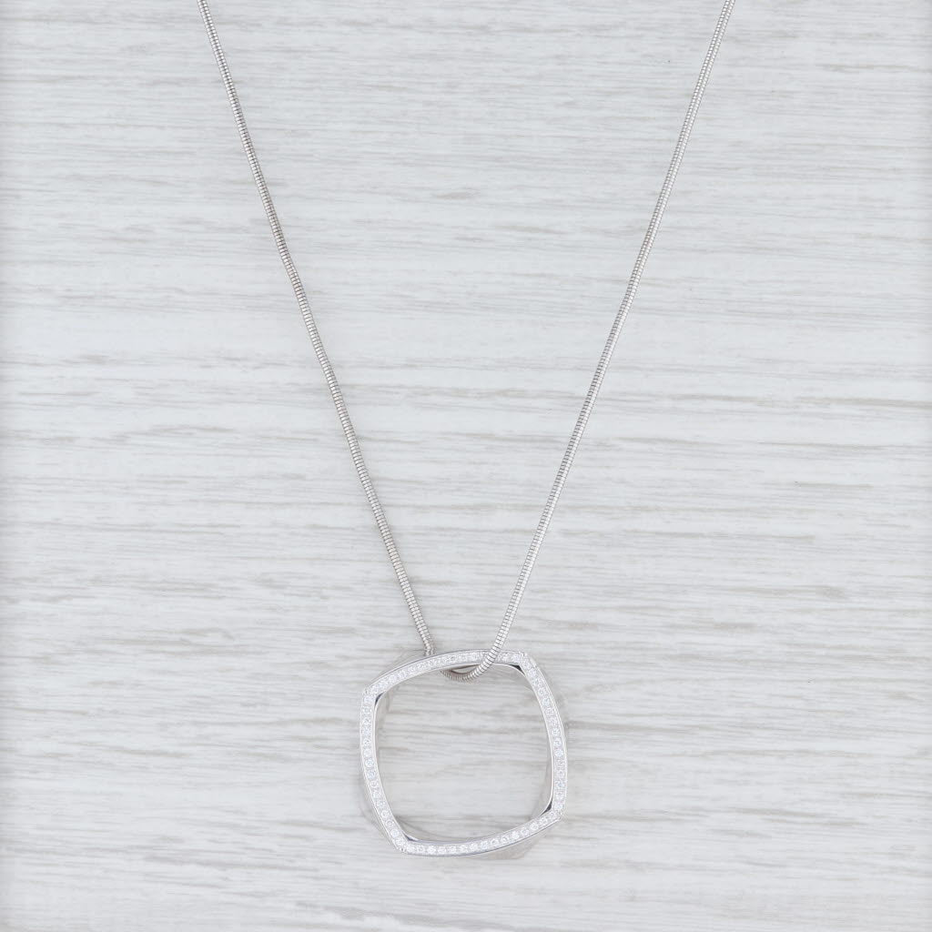 Light Gray Tiffany & Co Gehry Torque Diamond Eternity Square Necklace 18k White Gold 18"
