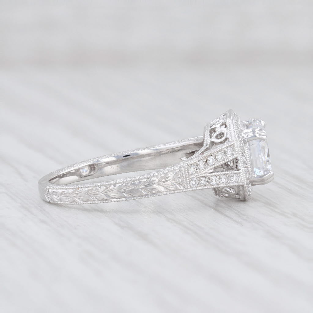 Light Gray New Beverley K Semi Mount Diamond Halo Engagement Ring 18k Gold Size 6.5 Round