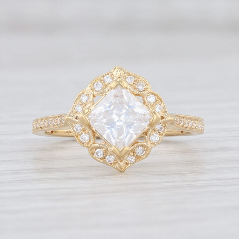 Light Gray New Beverley K Semi Mount Engagement Ring 18k Yellow Gold Size 6.5 Diamond Halo