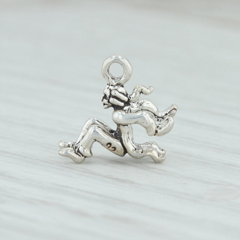 Light Gray 12 Days of Christmas Leaping Lord Charm Sterling Silver 3D Figural Holiday