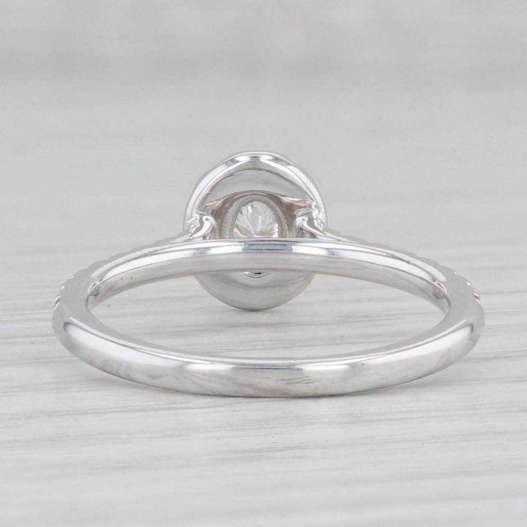 Light Gray New 0.50ctw Oval Diamond Halo Engagement Ring 14k White Gold Size 7.25