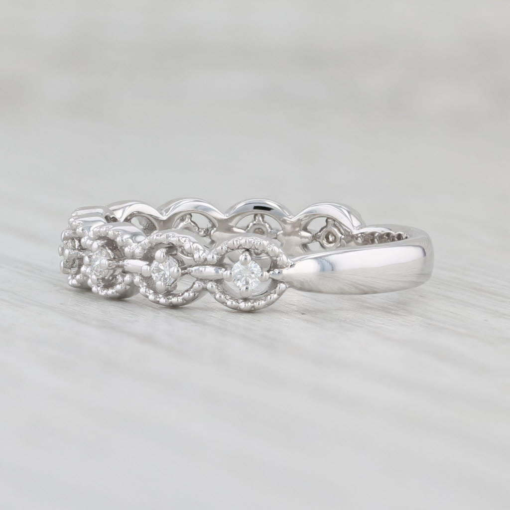 Light Gray New 0.15ctw Diamond Ring 14k White Gold Size 6.5 Stackable Wedding Band