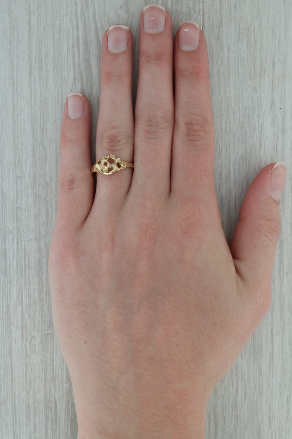 Rosy Brown Open Work Nugget Ring 18k Yellow Gold Size 9