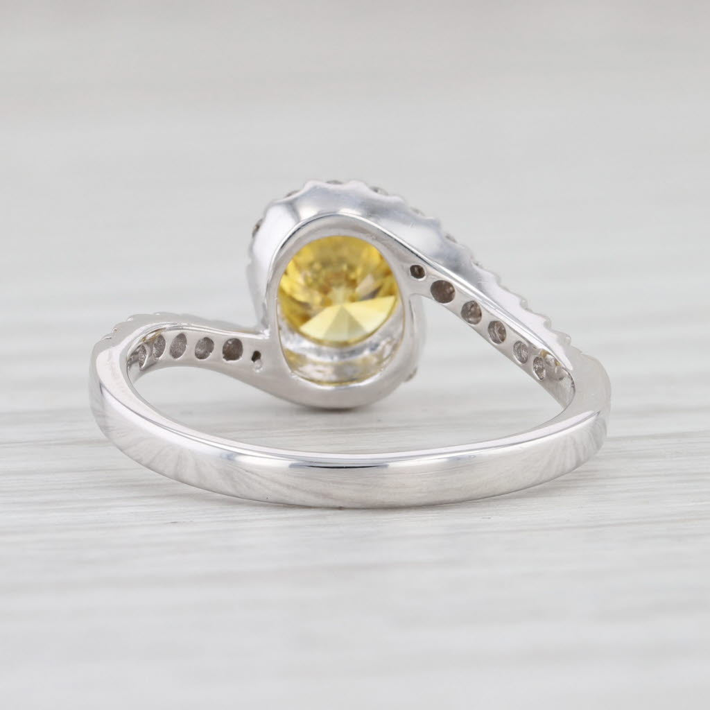 Light Gray New GIA 1.41ctw Yellow Diamond Ring 18k White Gold Size 6.75 Bypass Solitaire