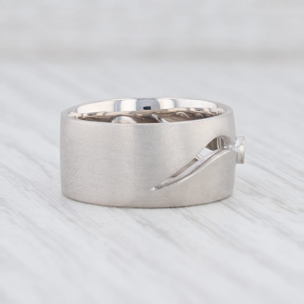 Light Gray New Bastian Inverun Ring Sterling Silver Curved Cutout Diamond 12886 Size 52 6