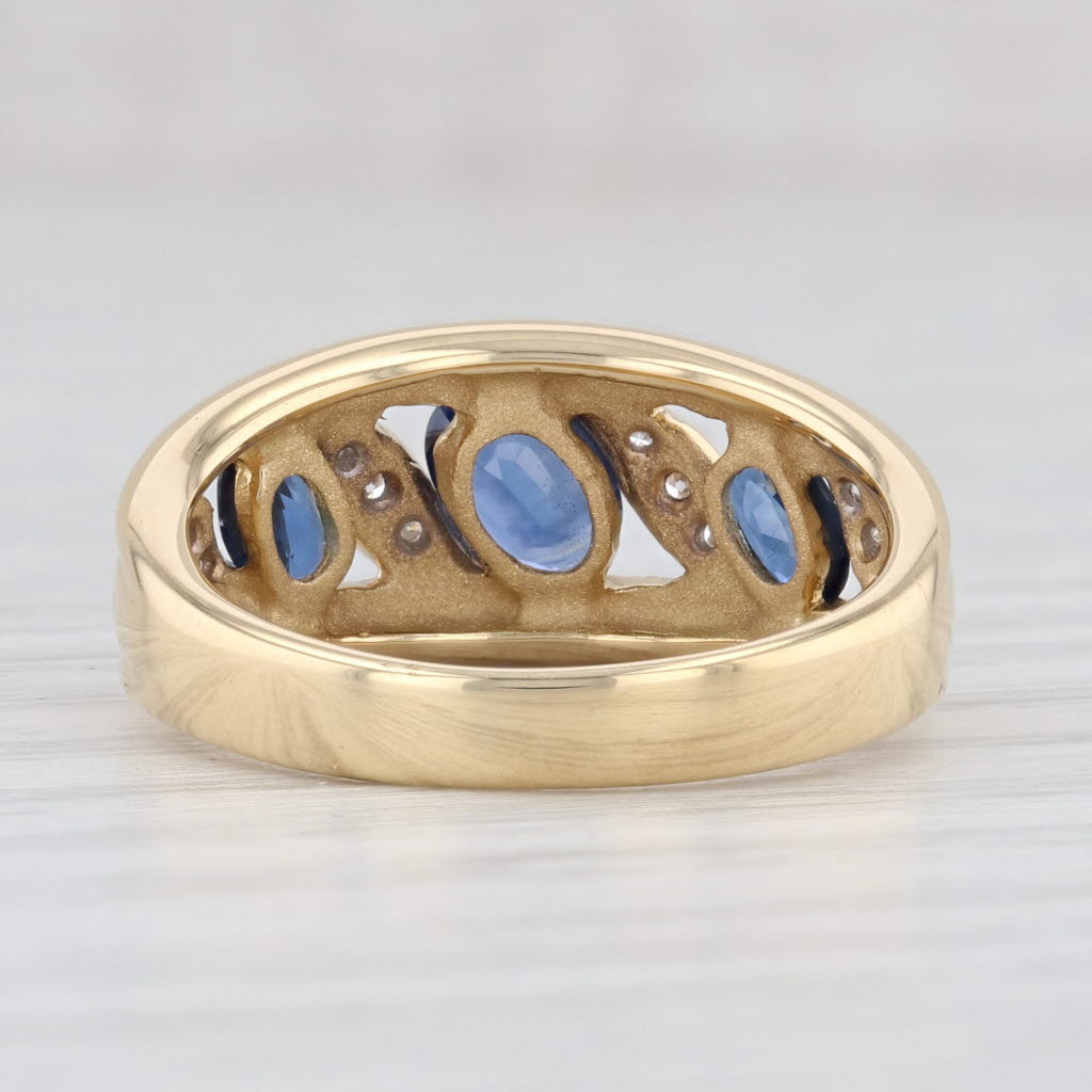 Light Gray 1.32ctw Blue Sapphire Diamond Ring 18k Yellow Gold Size 6.75
