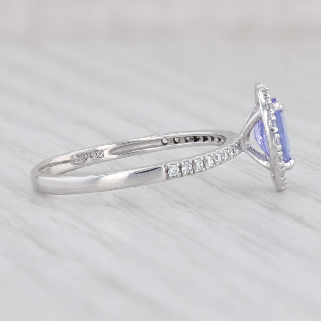Light Gray 0.70ctw Oval Tanzanite Cubic Zirconia Halo Ring 10k White Gold Size 7