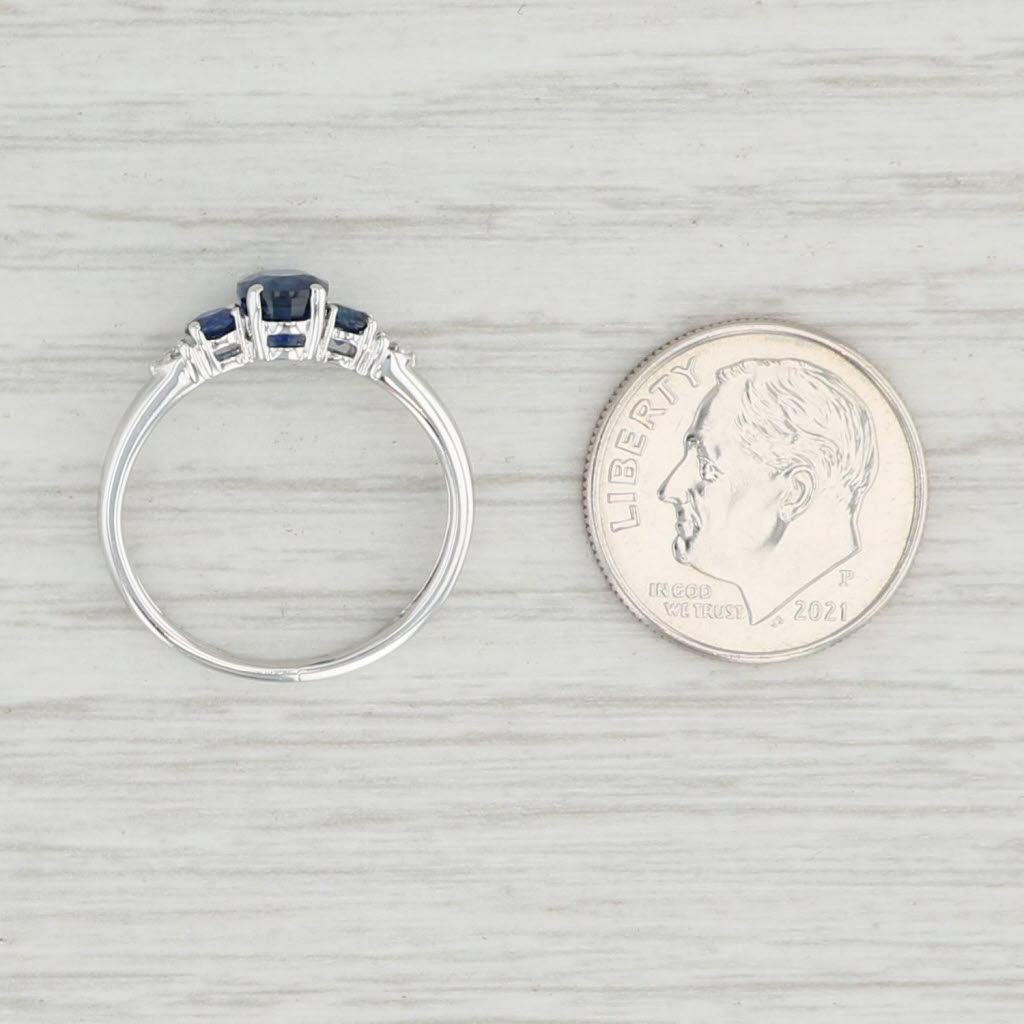 Light Gray 1.28ctw Brilliant Blue Oval Sapphire Ring 14k White Gold Size 5.5