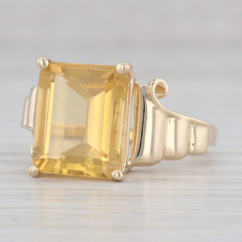 Gray 4.50ct Emerald Cut Citrine Solitaire Ring 14k Gold November Birthstone Size 7