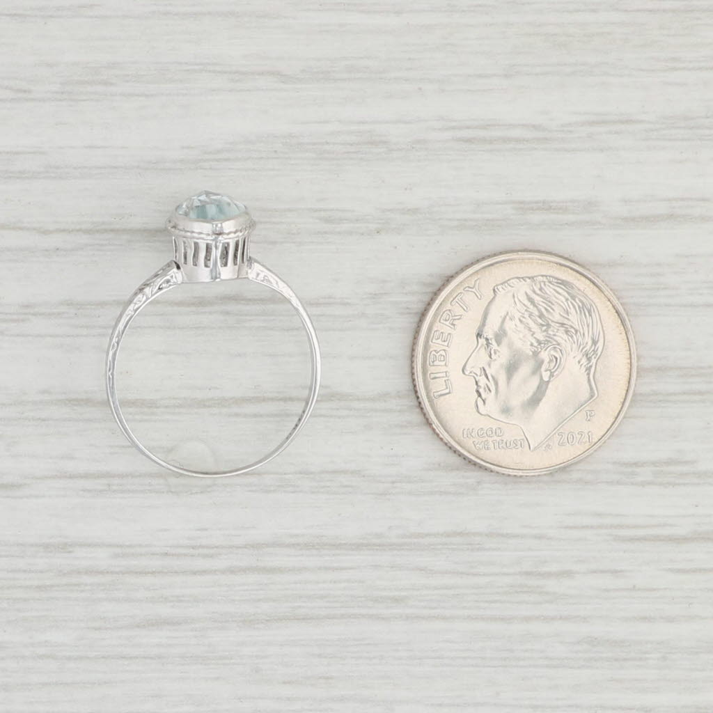 Light Gray 1.30ct Aquamarine Ring 14k White Gold Marquise Solitaire Size 5.25
