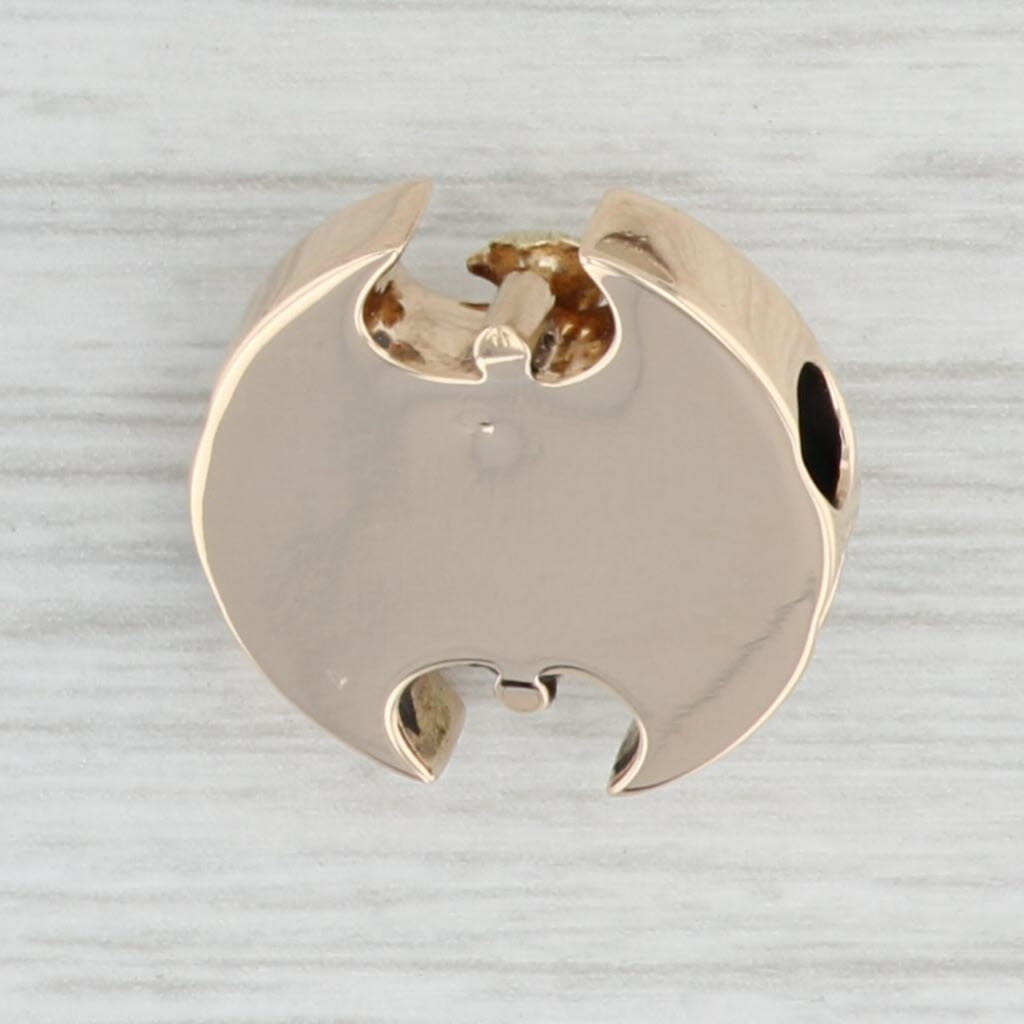 Gray Antique Floral Pearl Slide Charm 14k Yellow Green Gold Enamel