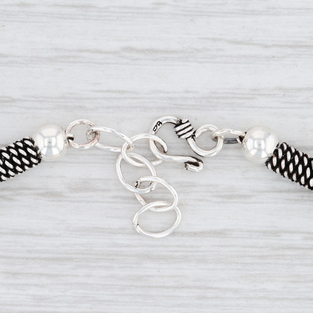 Light Gray New Bead Statement Bracelet Sterling Silver 7.5-9" Beaded Chain