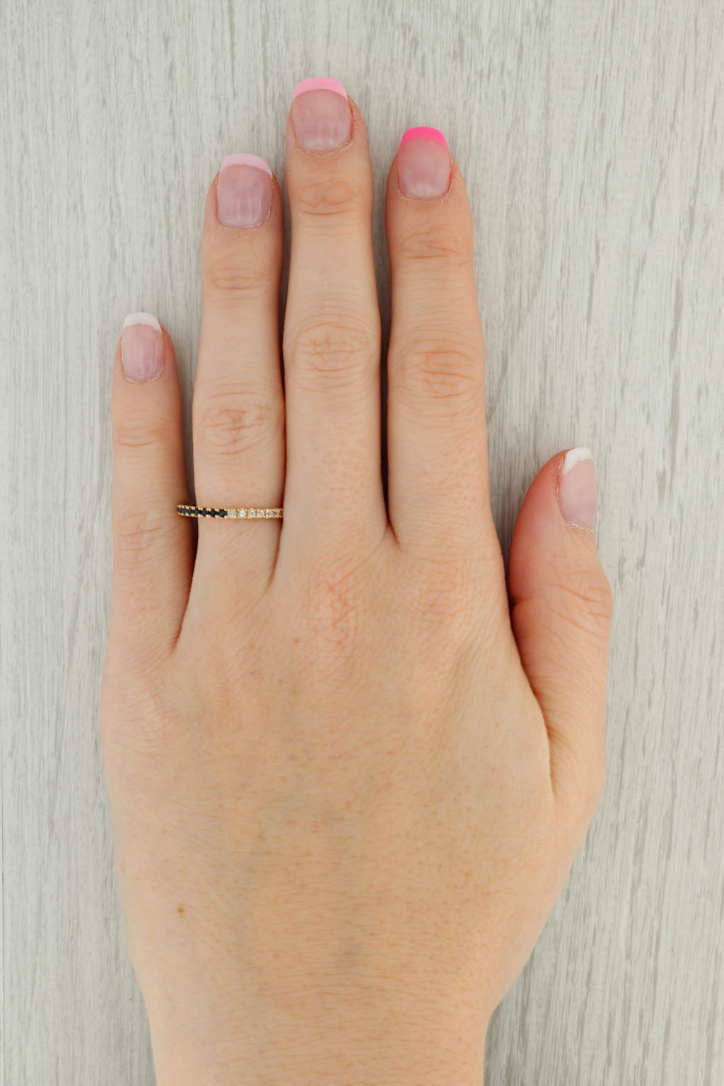 Tan New 0.30ctw Black Spinel White Labradorite Eternity Band 14k Gold Stackable Ring