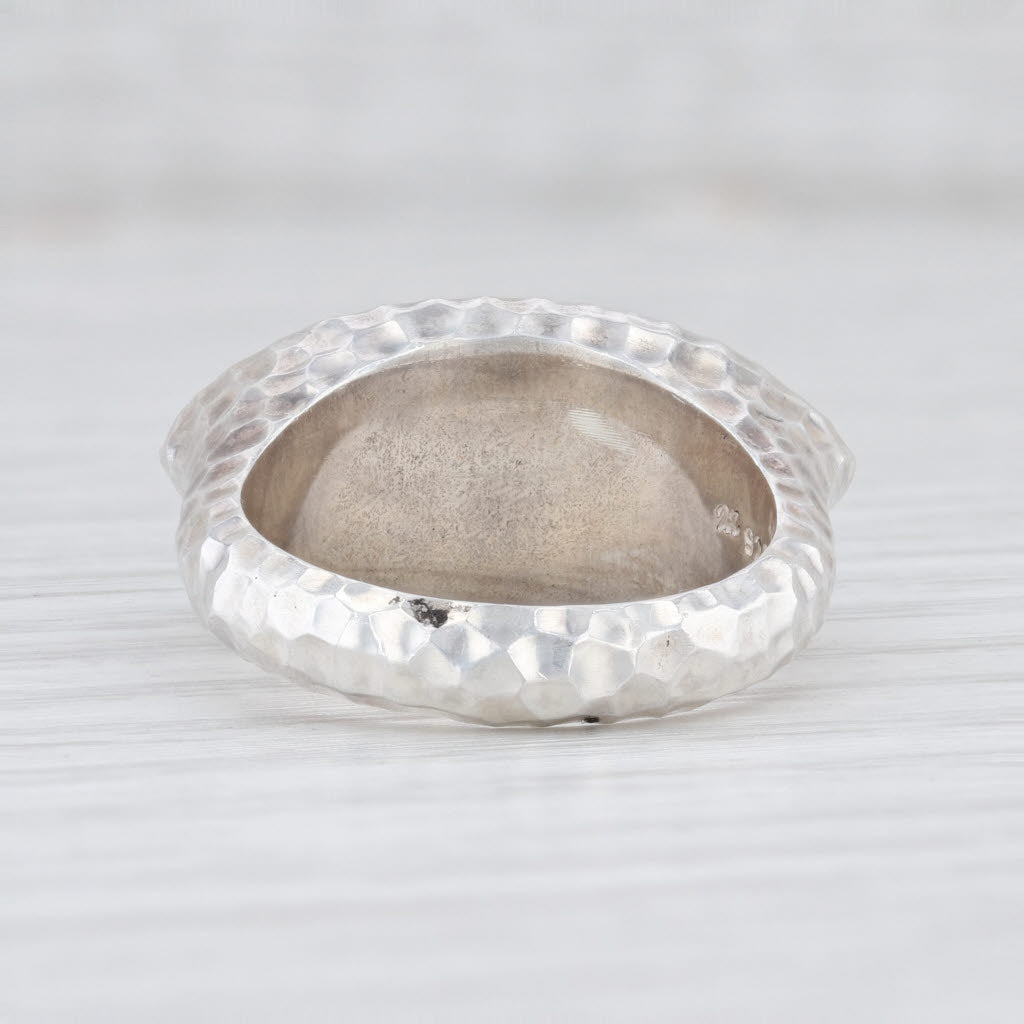 Light Gray New Nina Nguyen Green Chrysoprase Ring Mekong Sterling Silver Hammered Size 6.75