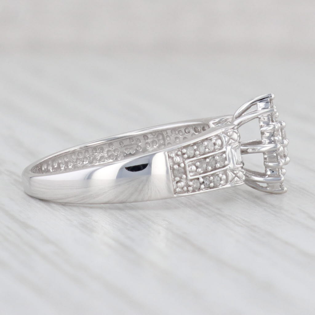 Light Gray 0.27ctw Marquise Diamond Cluster Engagement Ring 10k White Gold Size 7