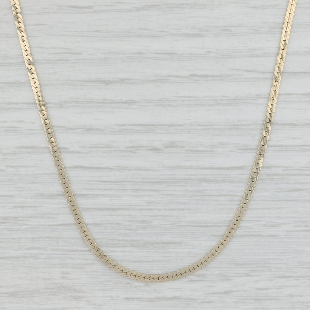 Light Gray 24" 2mm Herringbone Chain Necklace 14k Yellow Gold Italian