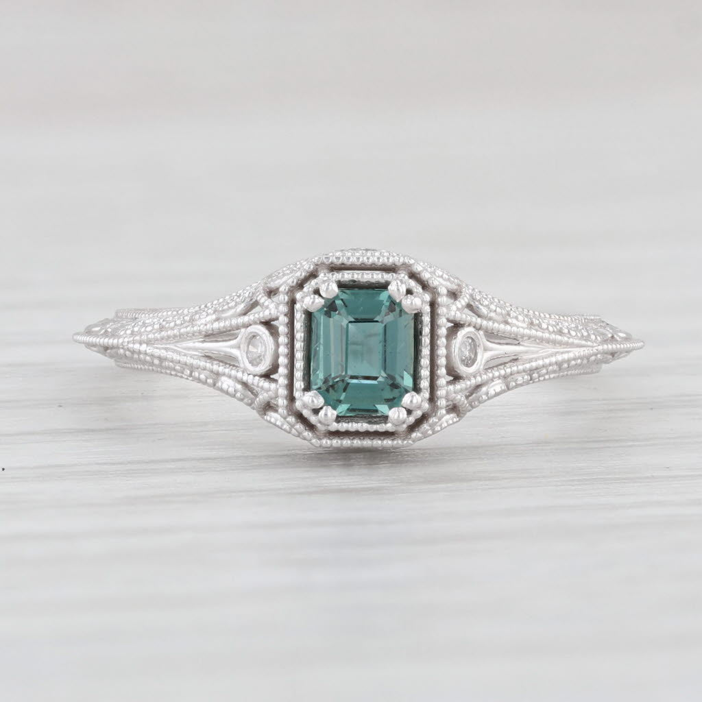 Light Gray New 0.30ct Green Alexandrite Solitaire Ring 14k Gold Size 6.5 Floral Filigree