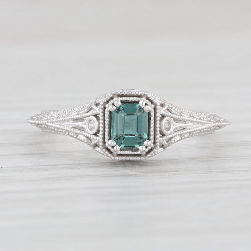 Light Gray New 0.30ct Green Alexandrite Solitaire Ring 14k Gold Size 6.5 Floral Filigree